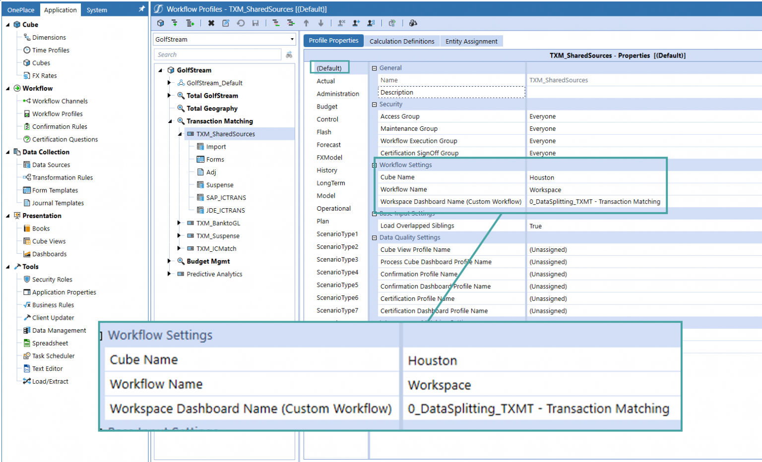 OneStream Transaction Matching - Data Splitting Workflow Profile